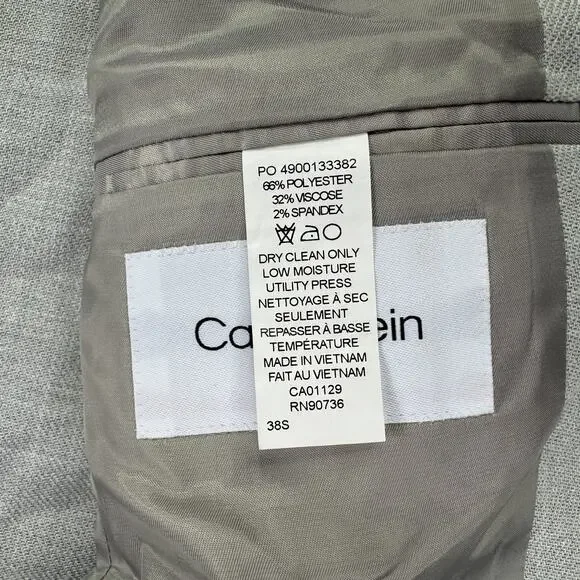 Calvin Klein Mens X Slim Fit Soft Solid Sport Coat Heather Gray 38S - Picture 5 of 5